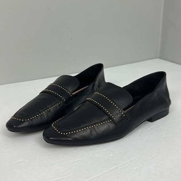 Zara Black Soft Leather Studded Loafer Sz 7.5 - Picture 8 of 15
